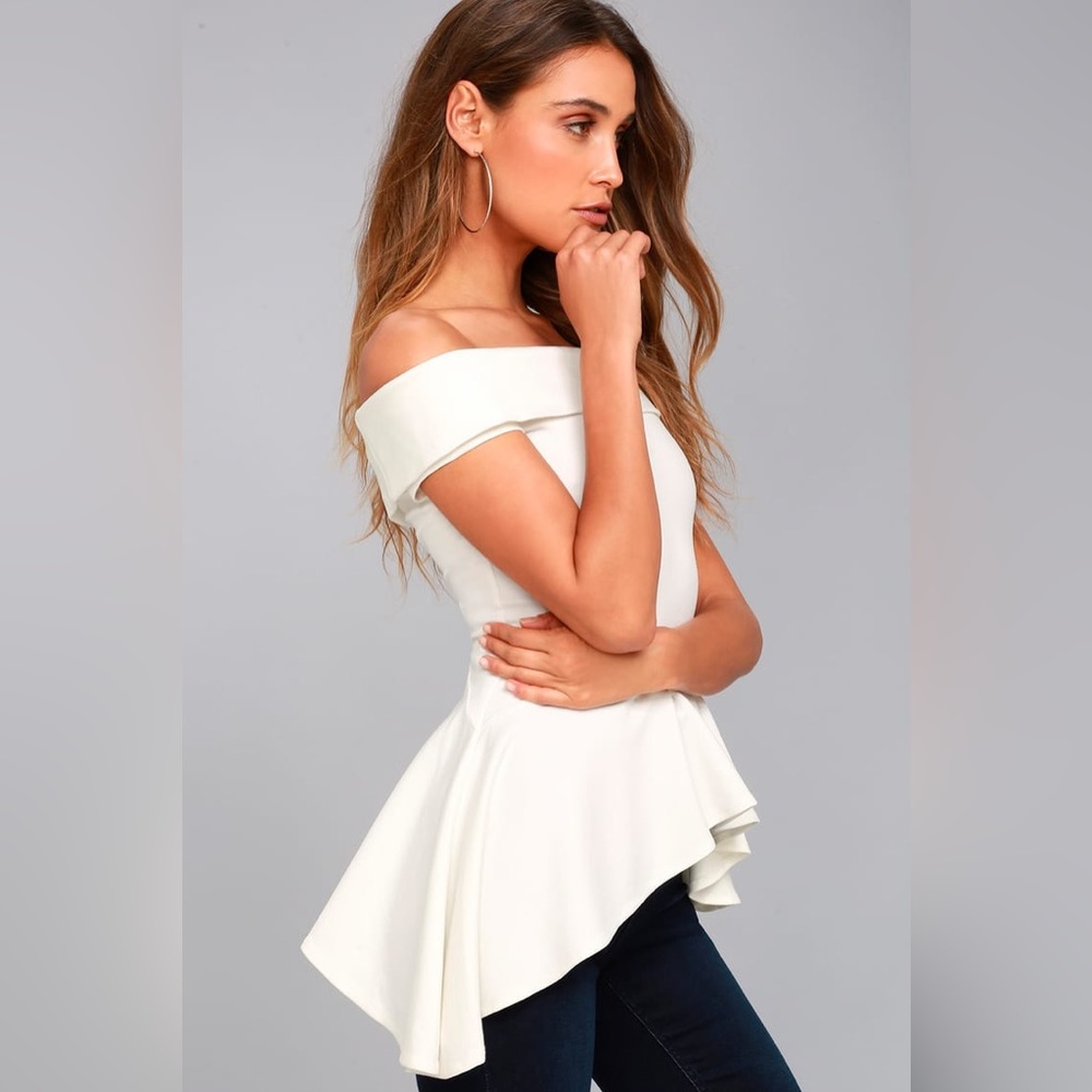 Shopping Spree White Off-The-Shoulder Top Lulu’s